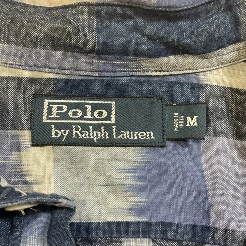 Y2K 2000s Aztec Ralph Lauren Linen Blend Button-Down Shirt